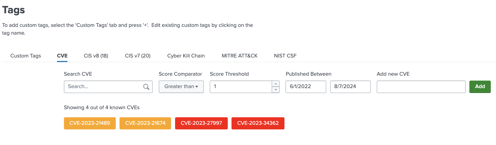 CVE Tag Manager